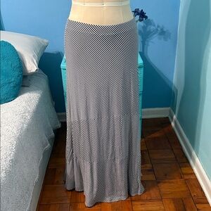 Chico's Black and White Diagonal Striped Maxi Skirt